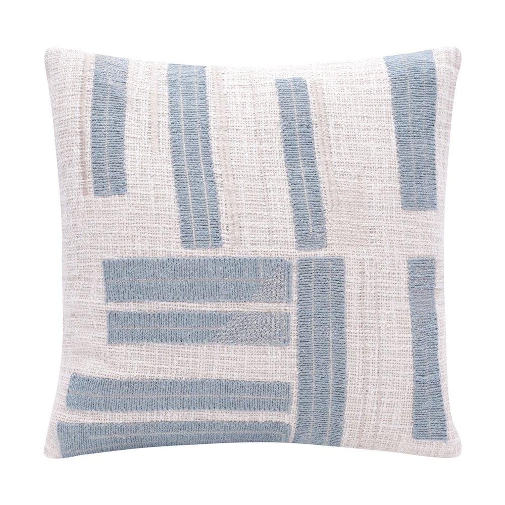 Malachy 20" Ocean Blue and Ivory Cotton Throw Pillow