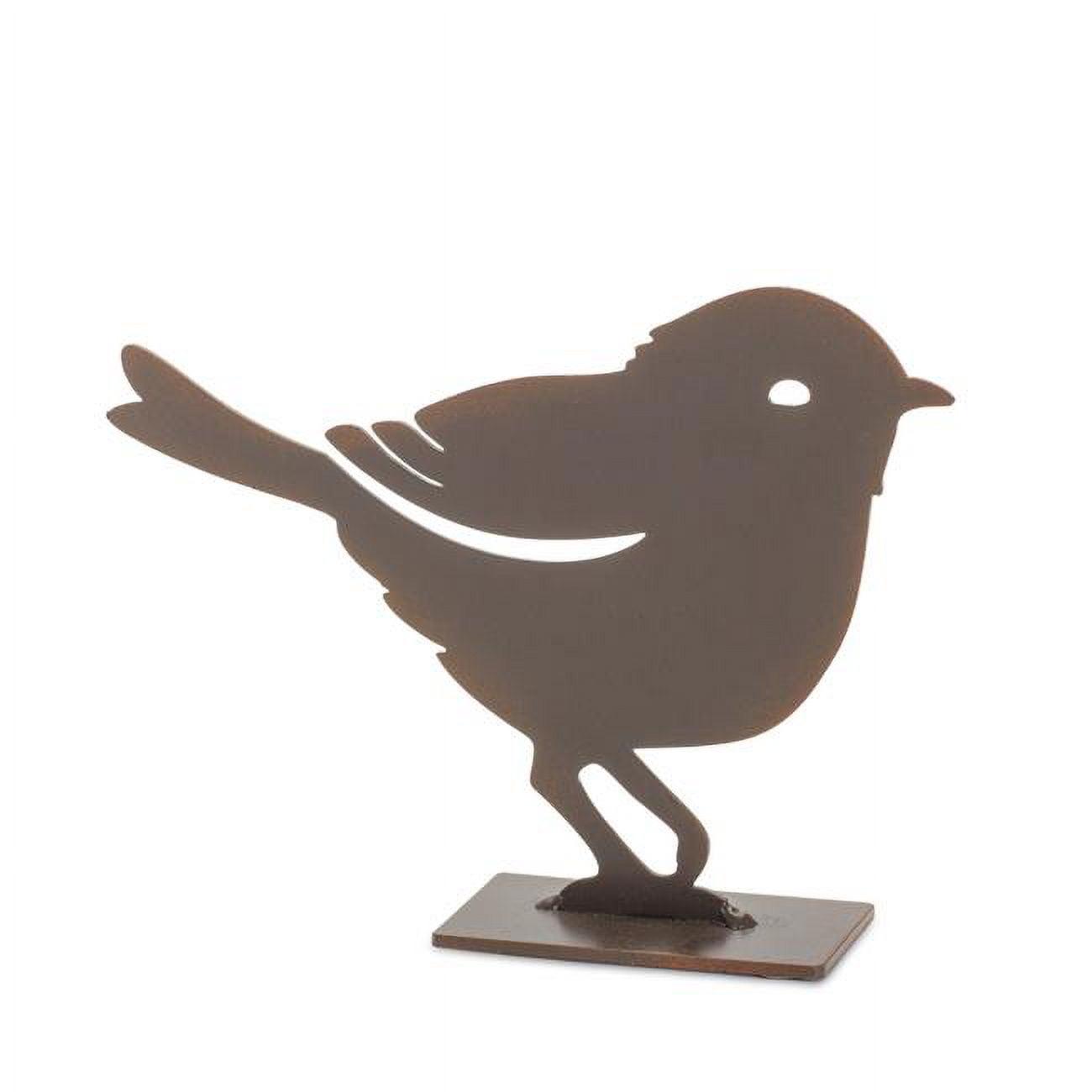 Set of 4 Brown Metal Bird Figurines, 6 Inches