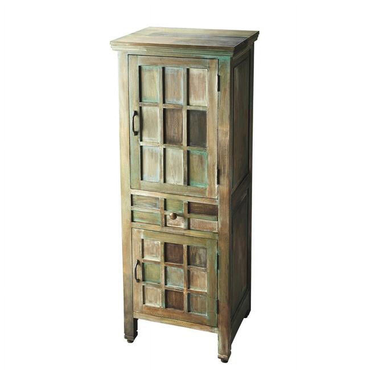 Jodha Artifacts Freestanding Accent Cabinet in Rustic Greens and Browns