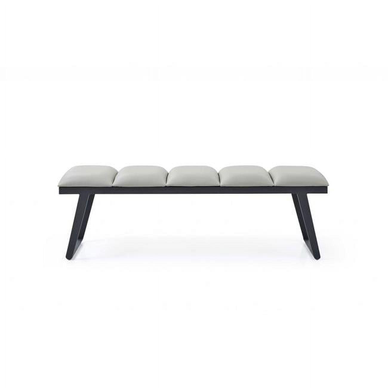 Contemporary Light Grey Faux Leather 57'' Bench