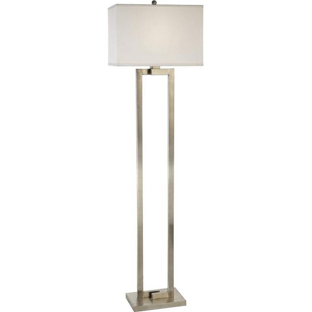 Elegant Nickel Finish Floor Lamp with White Rectangular Shade