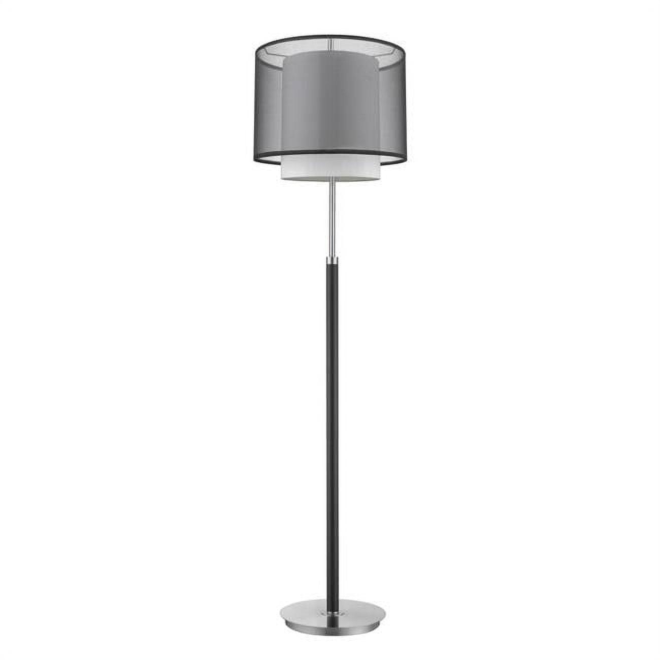 Roosevelt 62" Chrome and Espresso Floor Lamp with Smoke Gray Shade