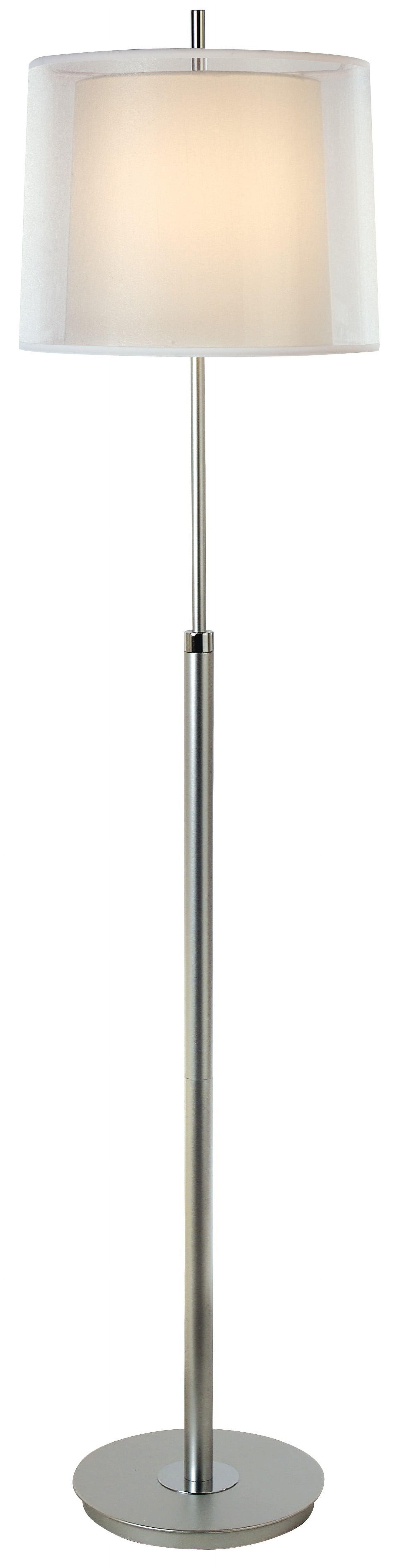 62" Chrome Floor Lamp with White Fabric Shade