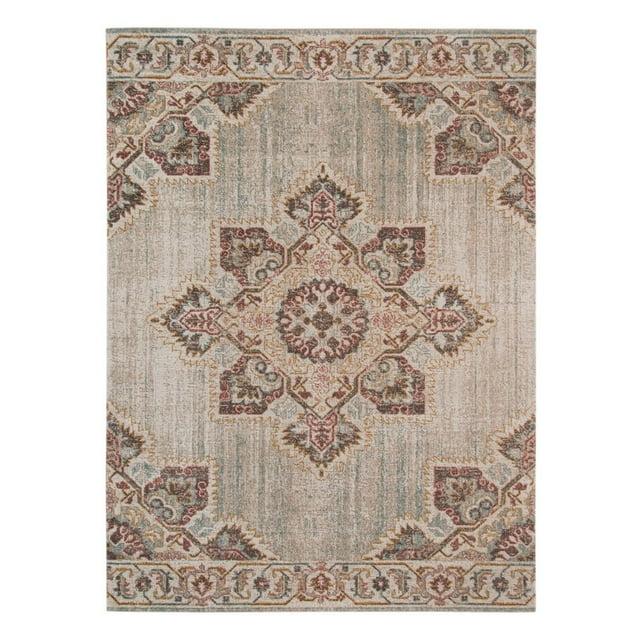 HomeRoots 7' X 9' Beige Medallion Power Loom Area Rug