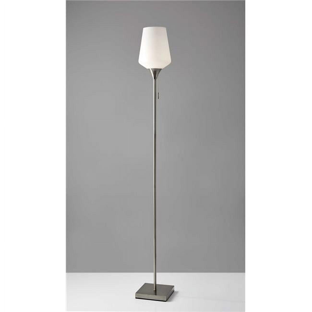 71'' Brushed Steel Floor Lamp with White Shade