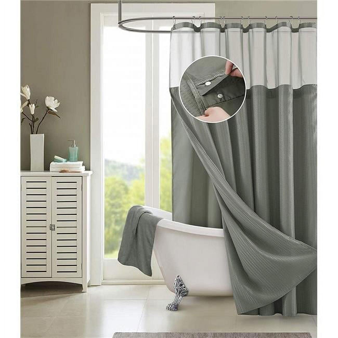 Dainty Home Complete Shower Curtain With Detachable Liner - Grey