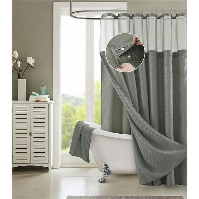 Dainty Home Complete Shower Curtain With Detachable Liner - Grey