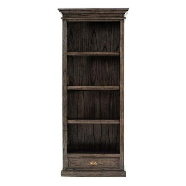 NovaSolo Halifax Mindi Wood Bookcase with 4-Shelves and 1-Drawer in Black Wash