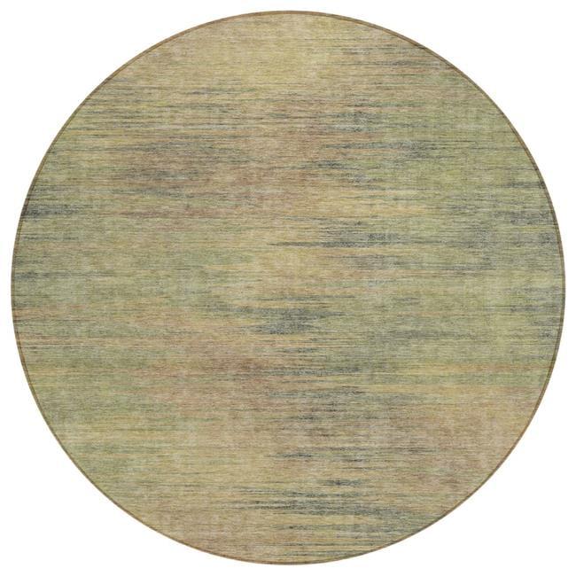 Nourison Essentials Solid Indoor/Outdoor Area Rug Green Gold 8'xRound