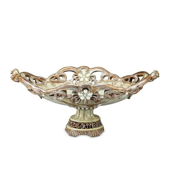 One Allium Way® 9" Beige And Gold Polyresin Decorative Bowl