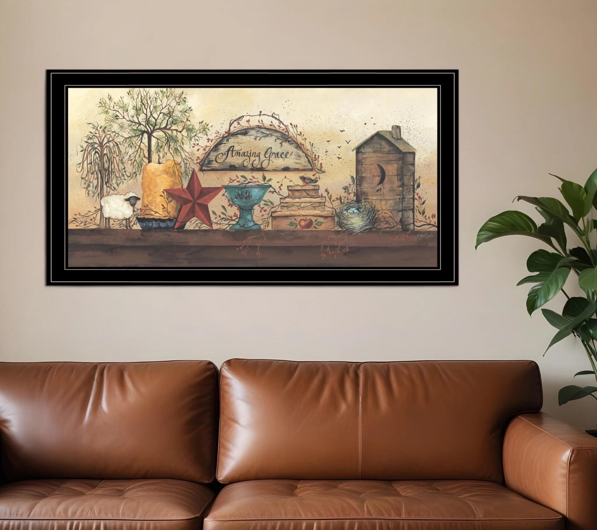 HomeRoots Amazing Grace Shelf 2 Black Framed Print Wall Art