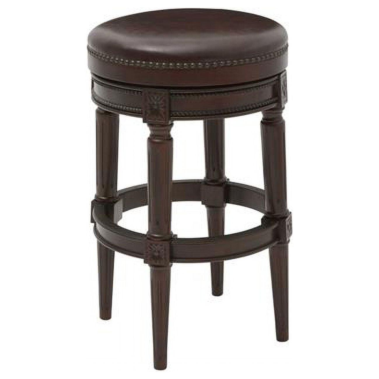 30" Distressed Walnut Backless Swivel Bar Stool