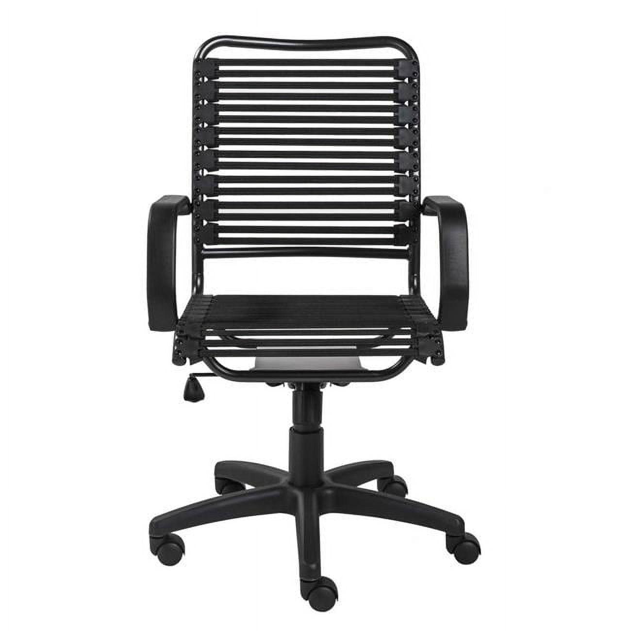 41.74'' High Back Black Metal Bungee Office Chair with Swivel & Adjustable Arms