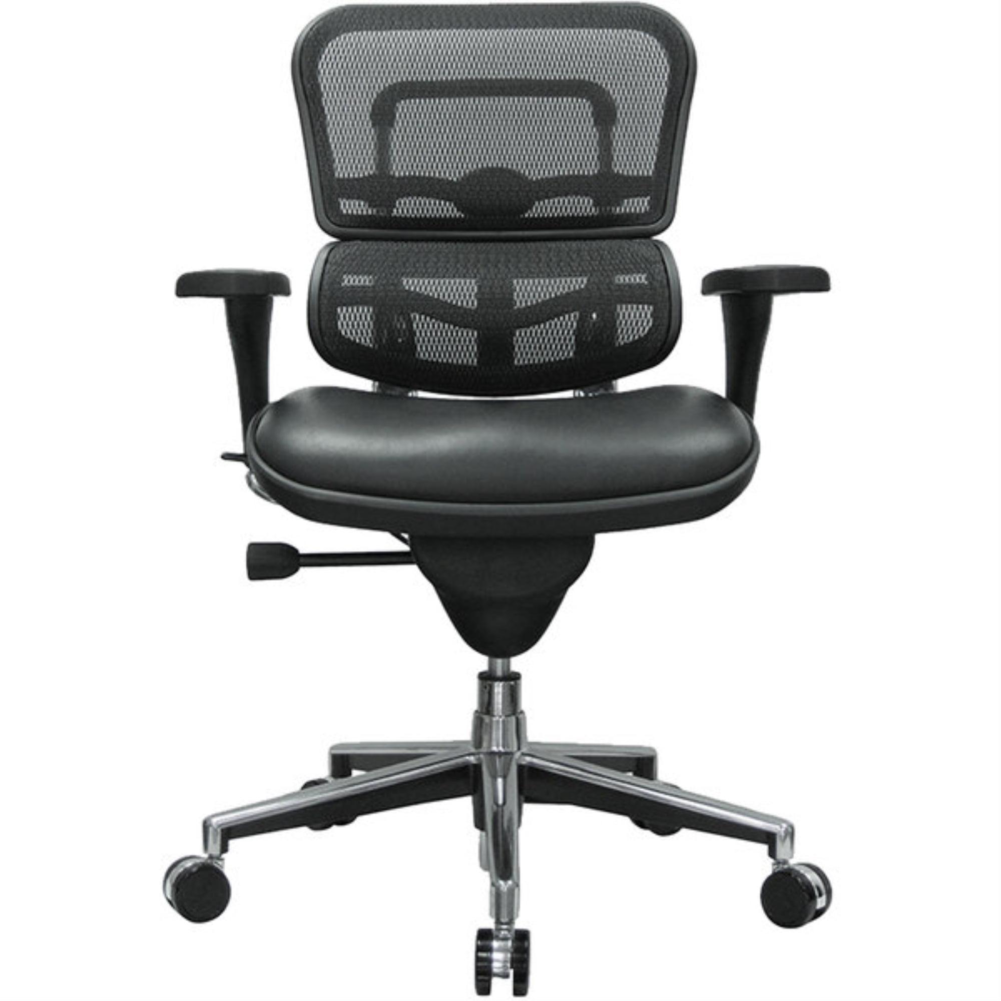 Sleek Black Faux Leather & Mesh Task Chair with Silver Steel Frame