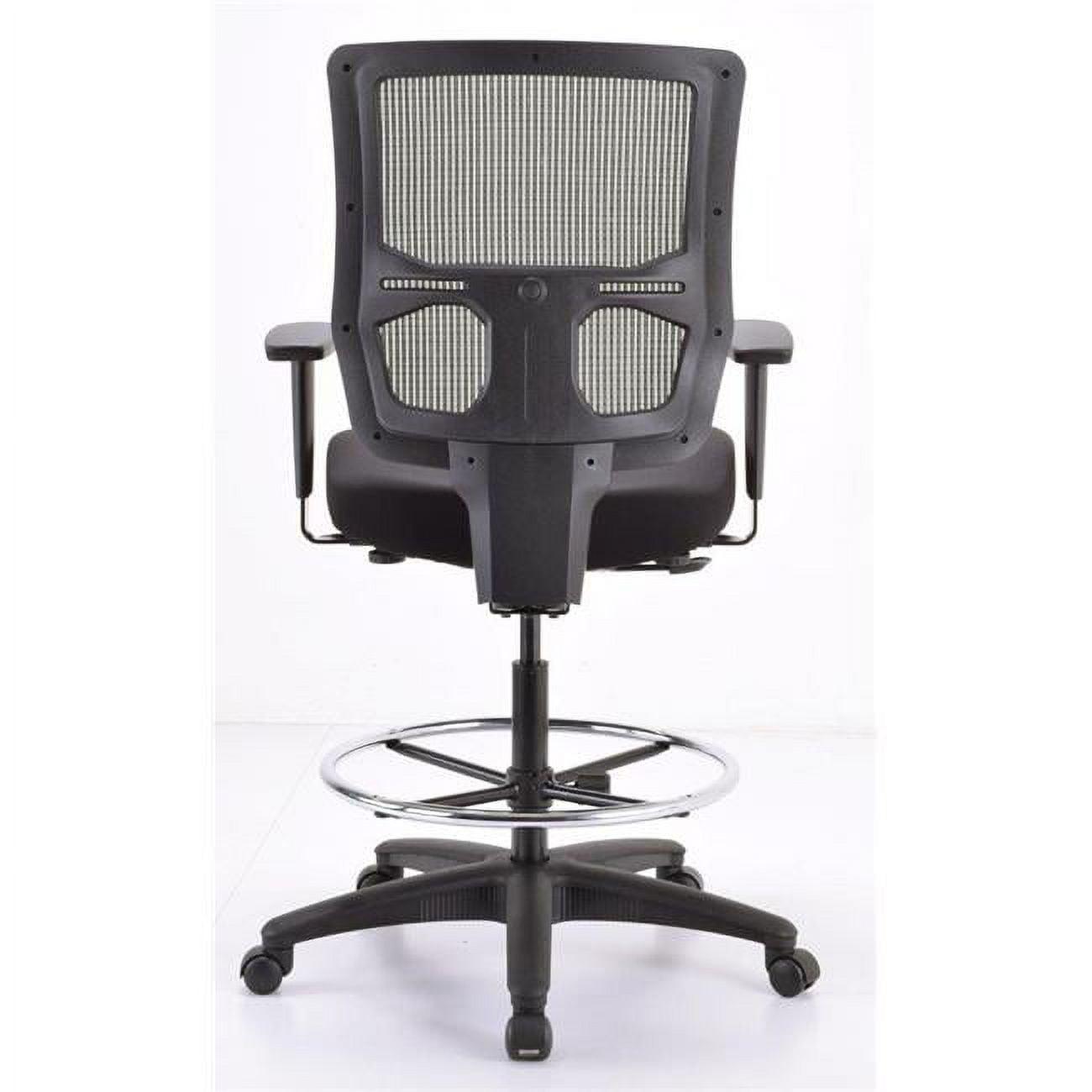 Black Mesh and Fabric Swivel Drafting Chair with Fixed Arms