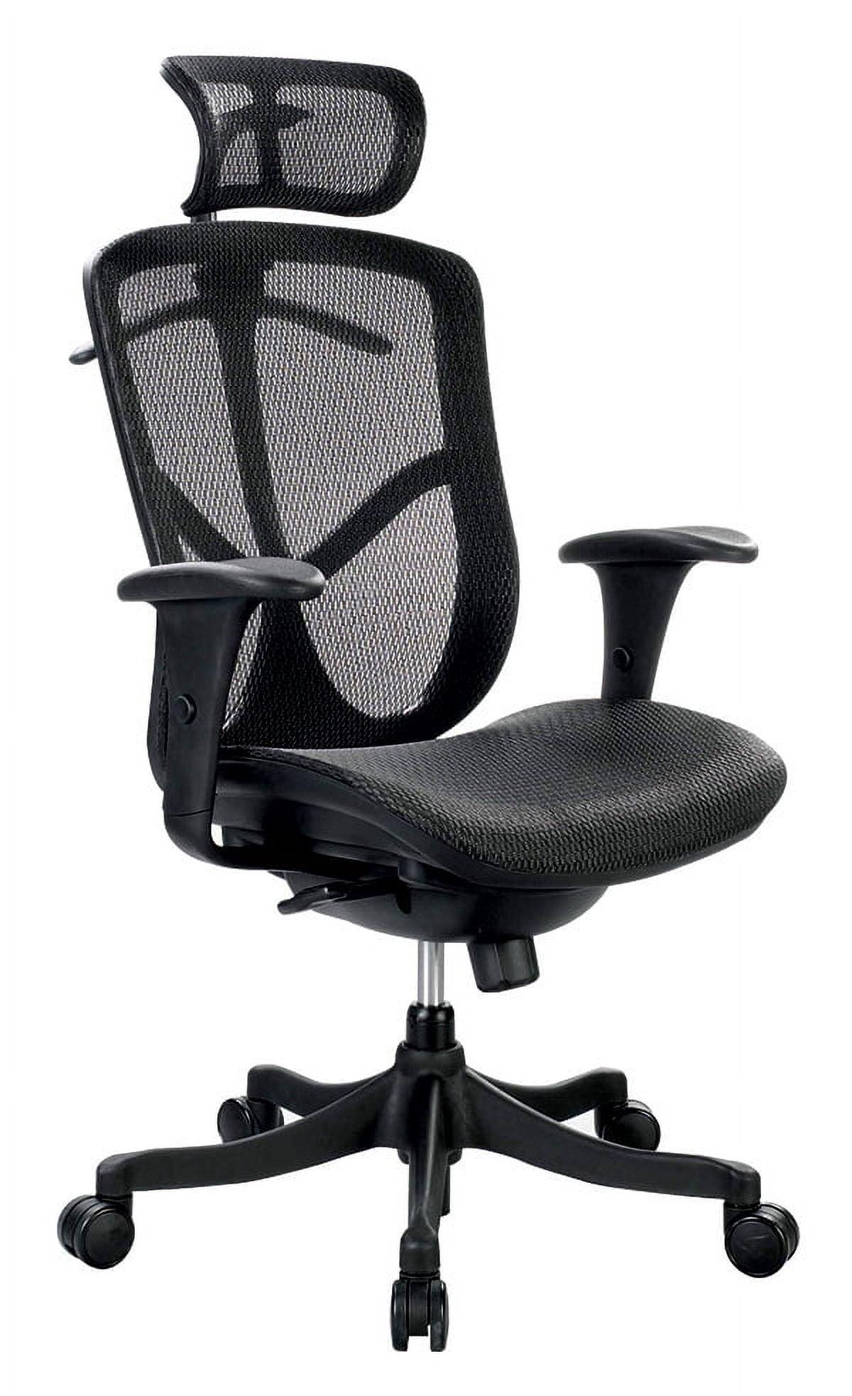 Black Mesh and Leather Executive Swivel Office Chair with Fixed Arms