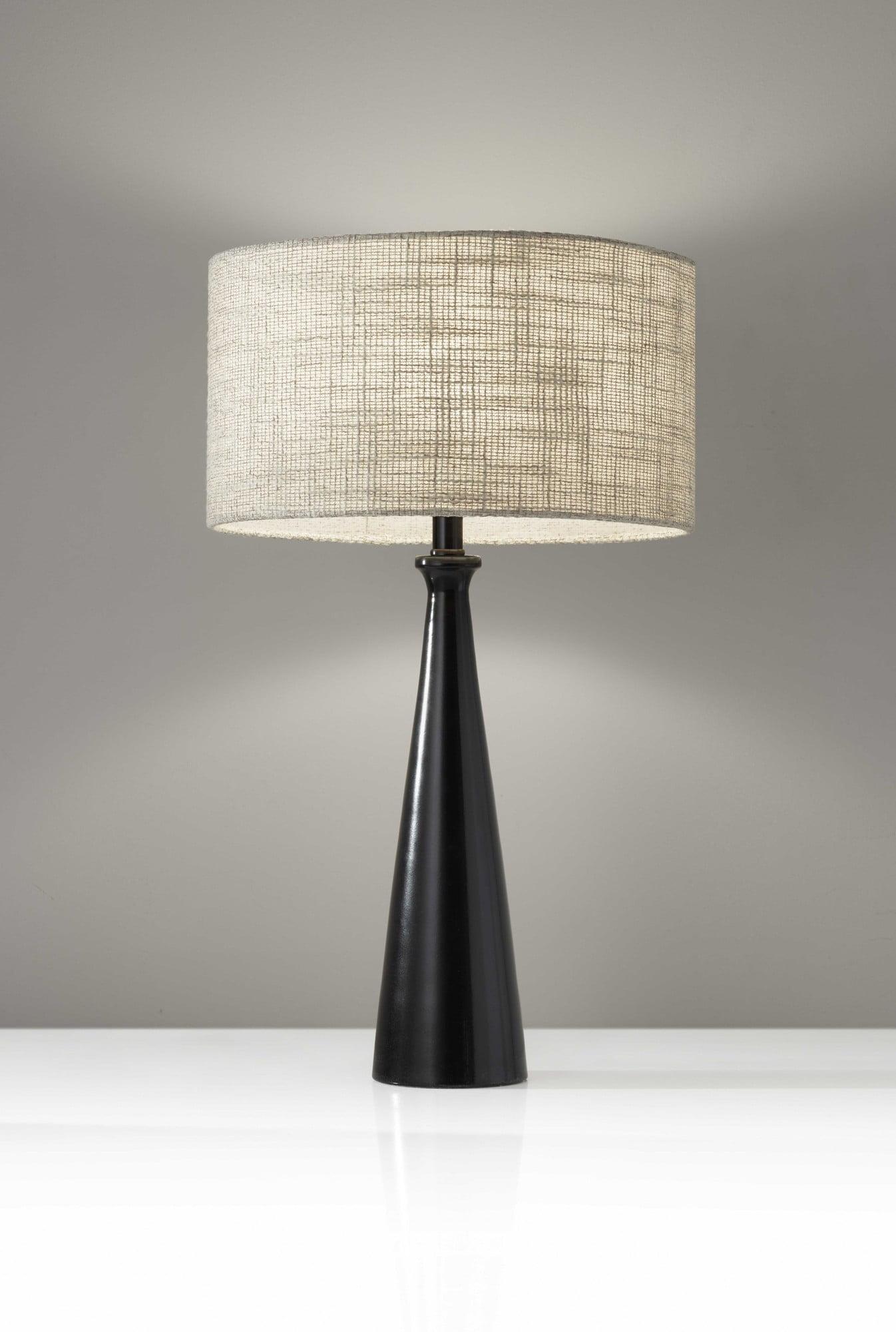 Black Metal Tapered Base Table Lamp with Beige Shade