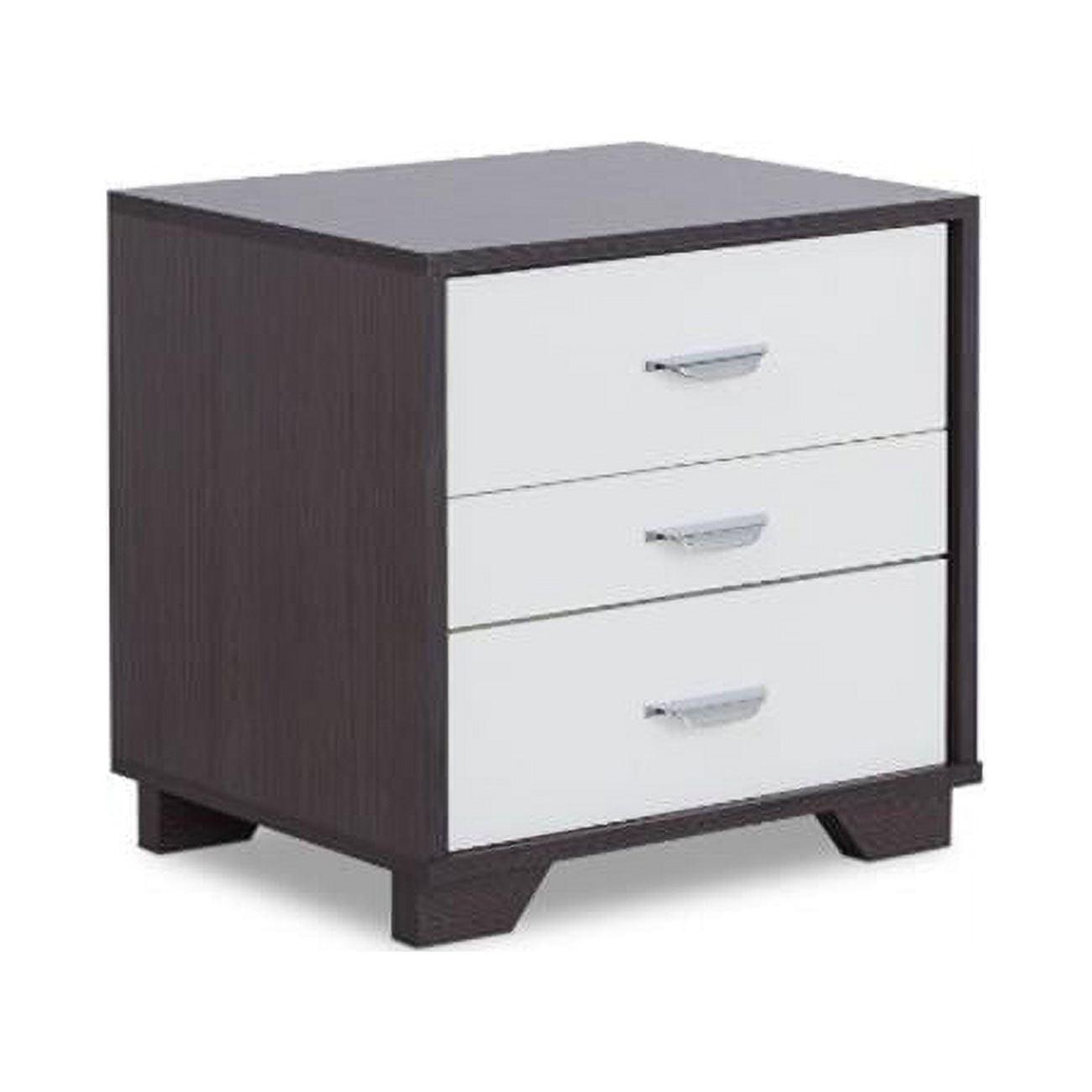 Black and White Metal 3-Drawer Modern Nightstand