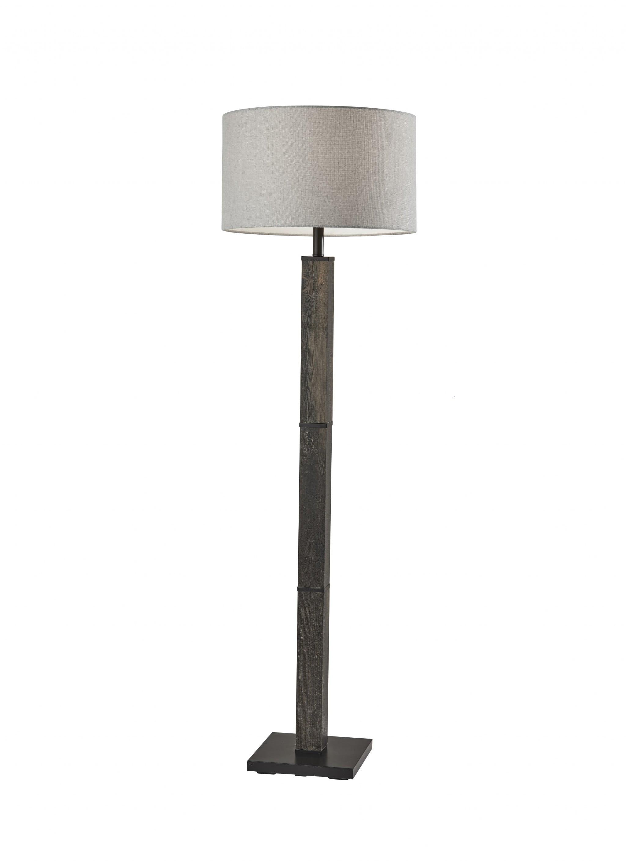 Black Wood Pillar Floor Lamp