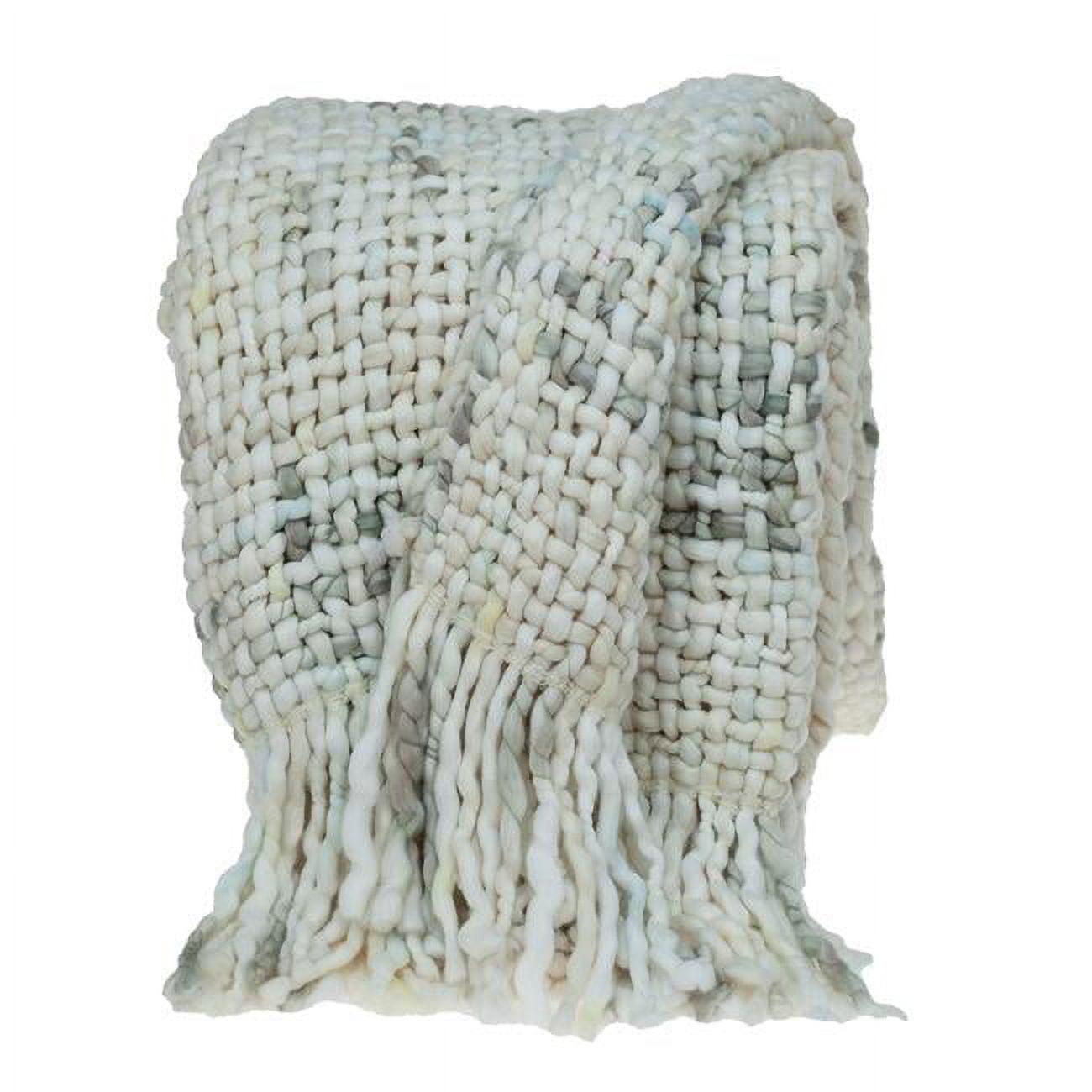 Boho Neutral Chunky Knit Tassel Throw Blanket - 50 x 60