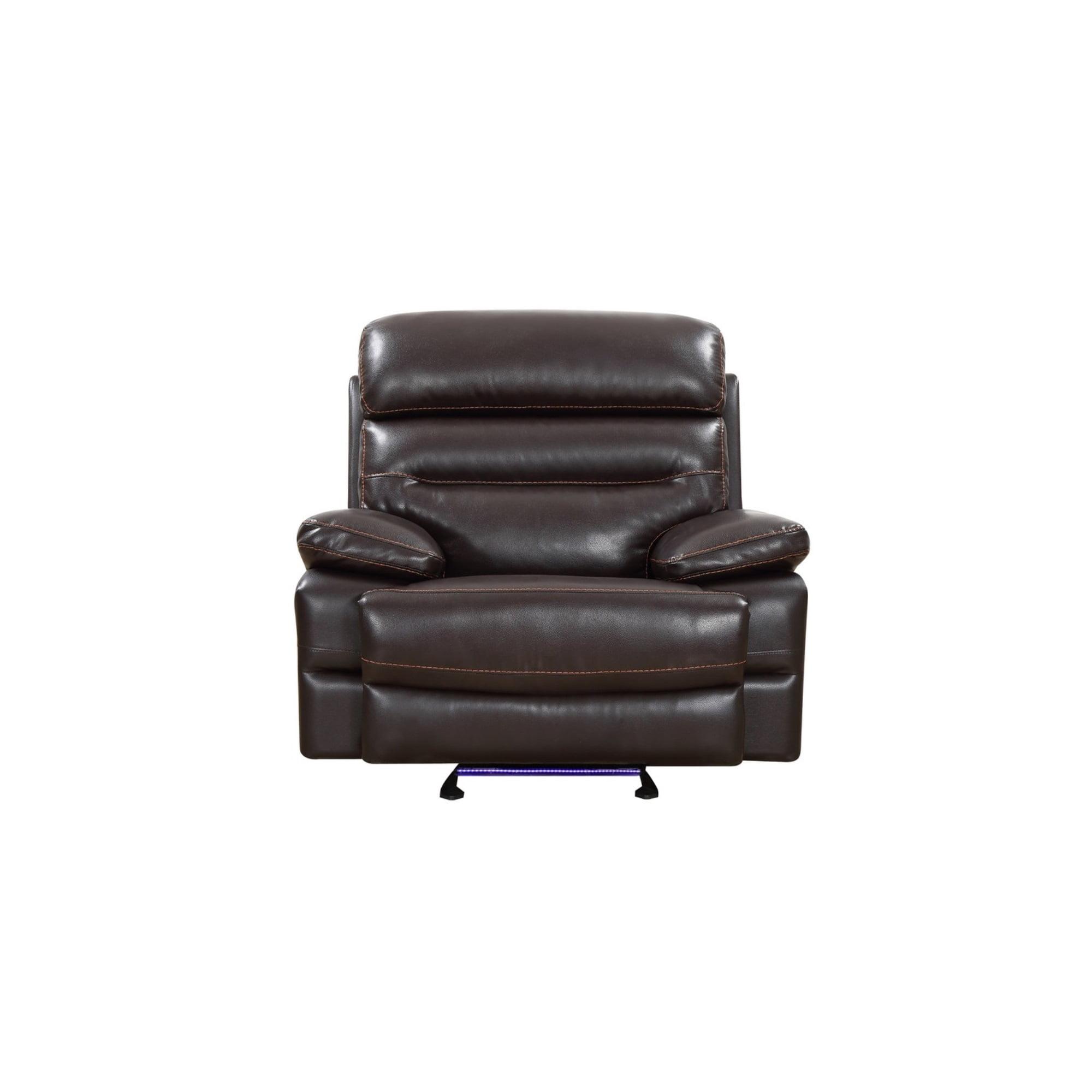 Luxurious 43" Brown Faux Leather Power Recliner with Metal Base