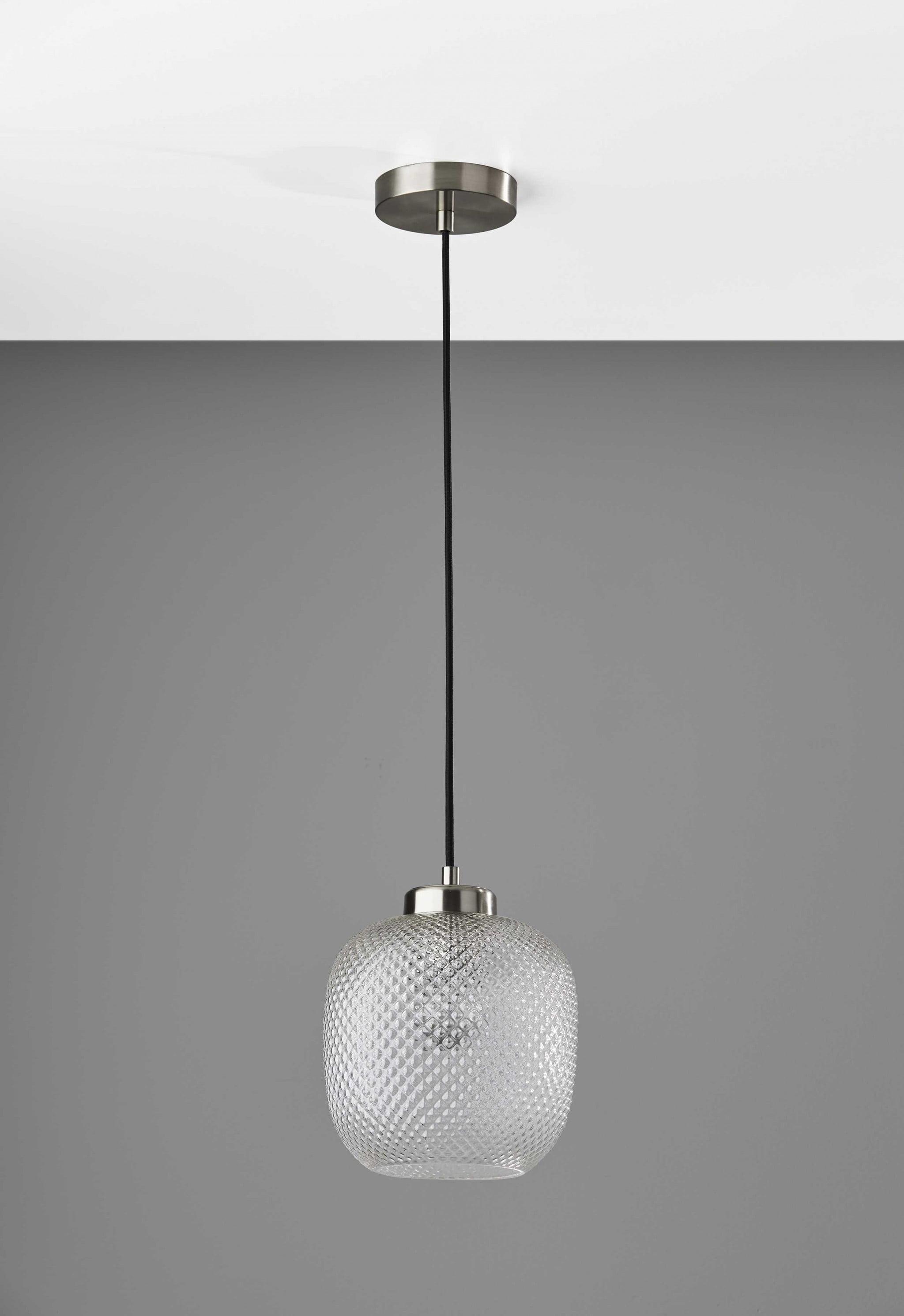 Brushed Steel and Glass Polka Dot Pendant Light