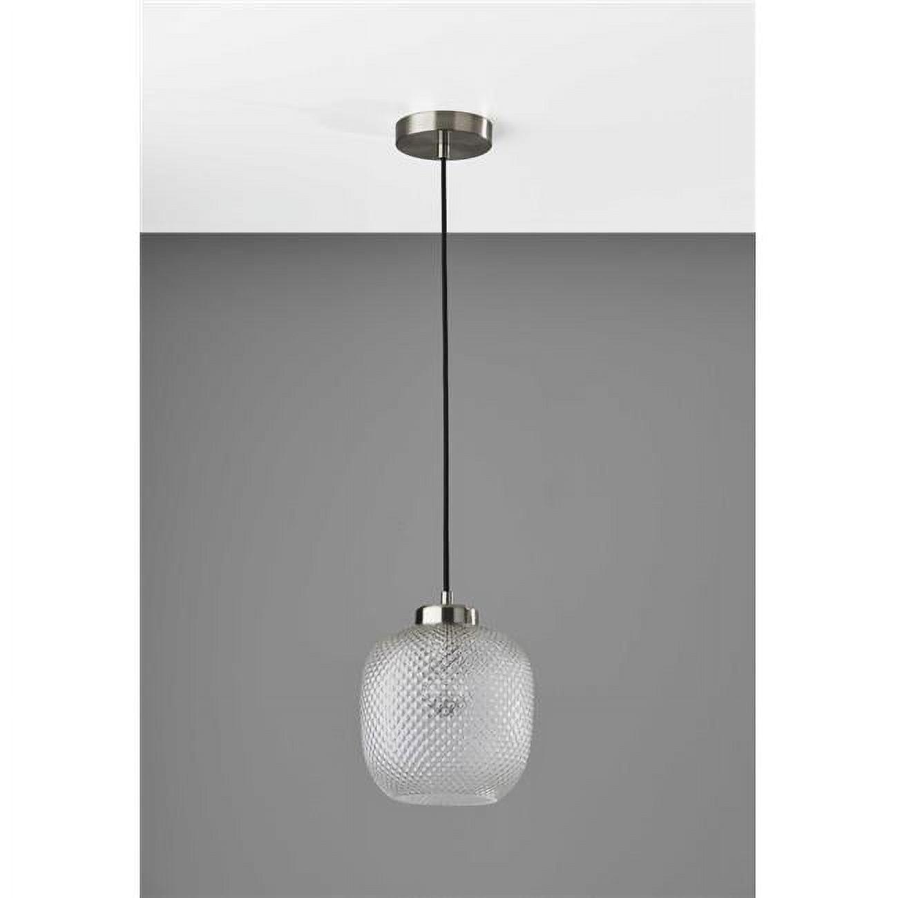 Brushed Steel and Glass Polka Dot Pendant Light