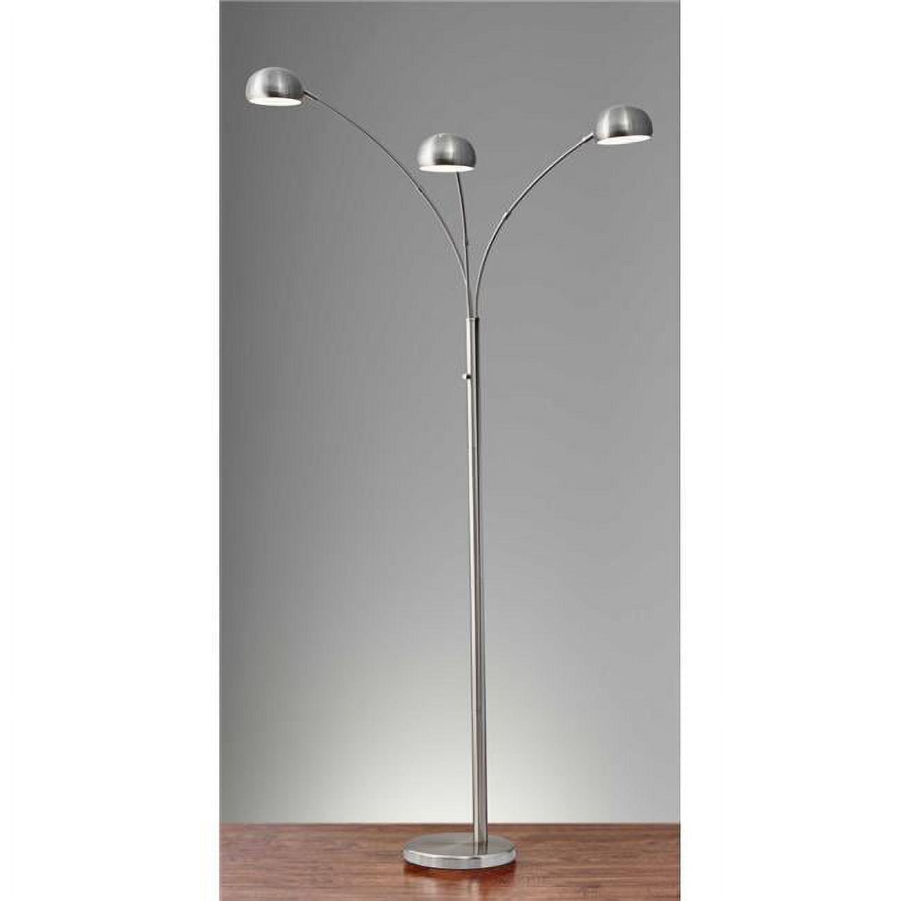 Sleek Silver Steel Arc Floor Lamp with Adjustable Orb Shades