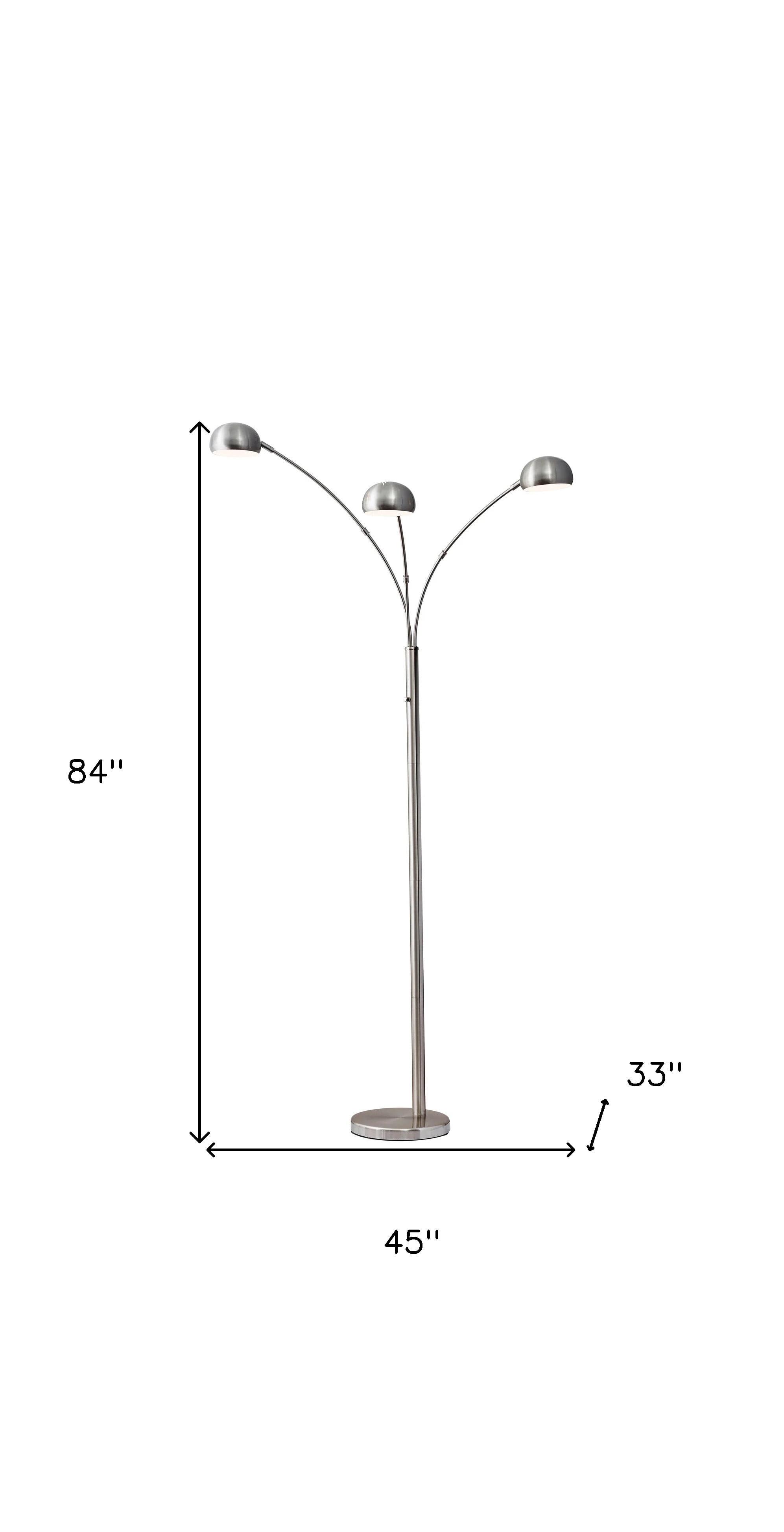 Sleek Silver Steel Arc Floor Lamp with Adjustable Orb Shades