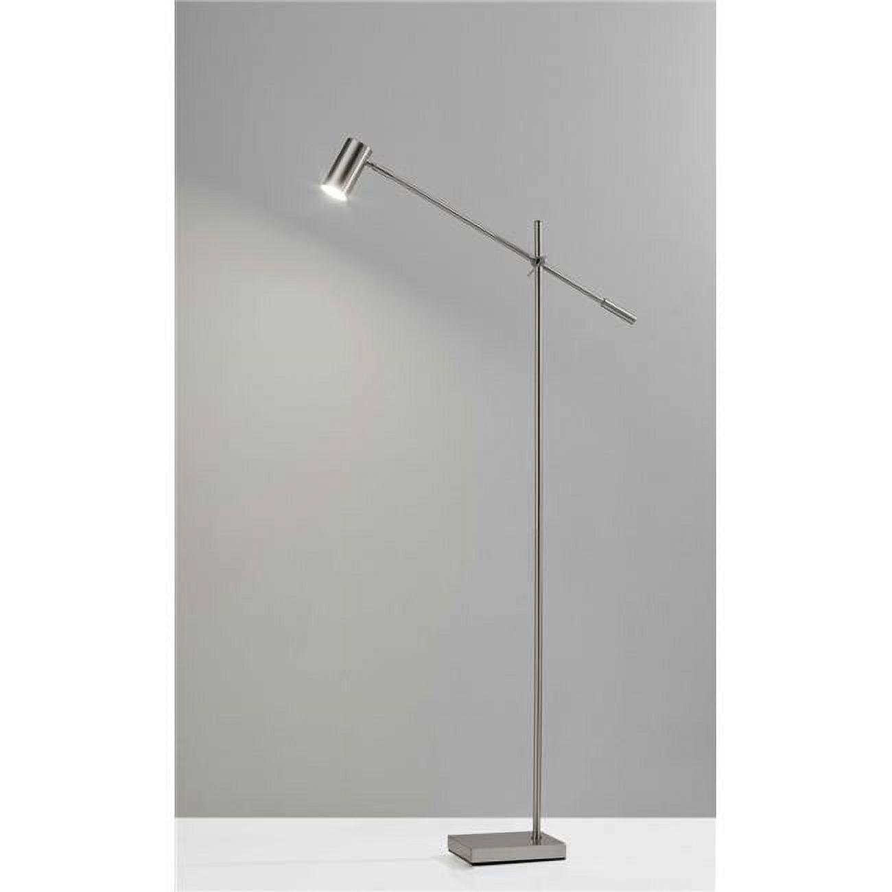 Brushed Steel Adjustable Floor Lamp with LED Task Light