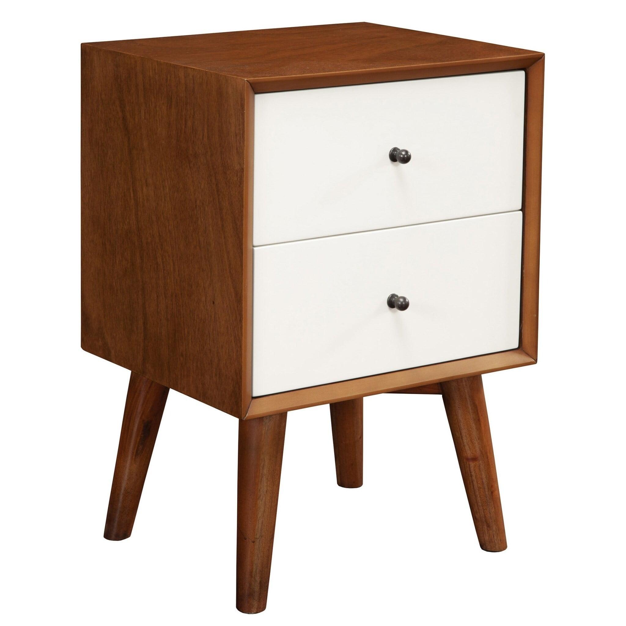 Flynn Acorn & White Solid Mahogany 2-Drawer Nightstand