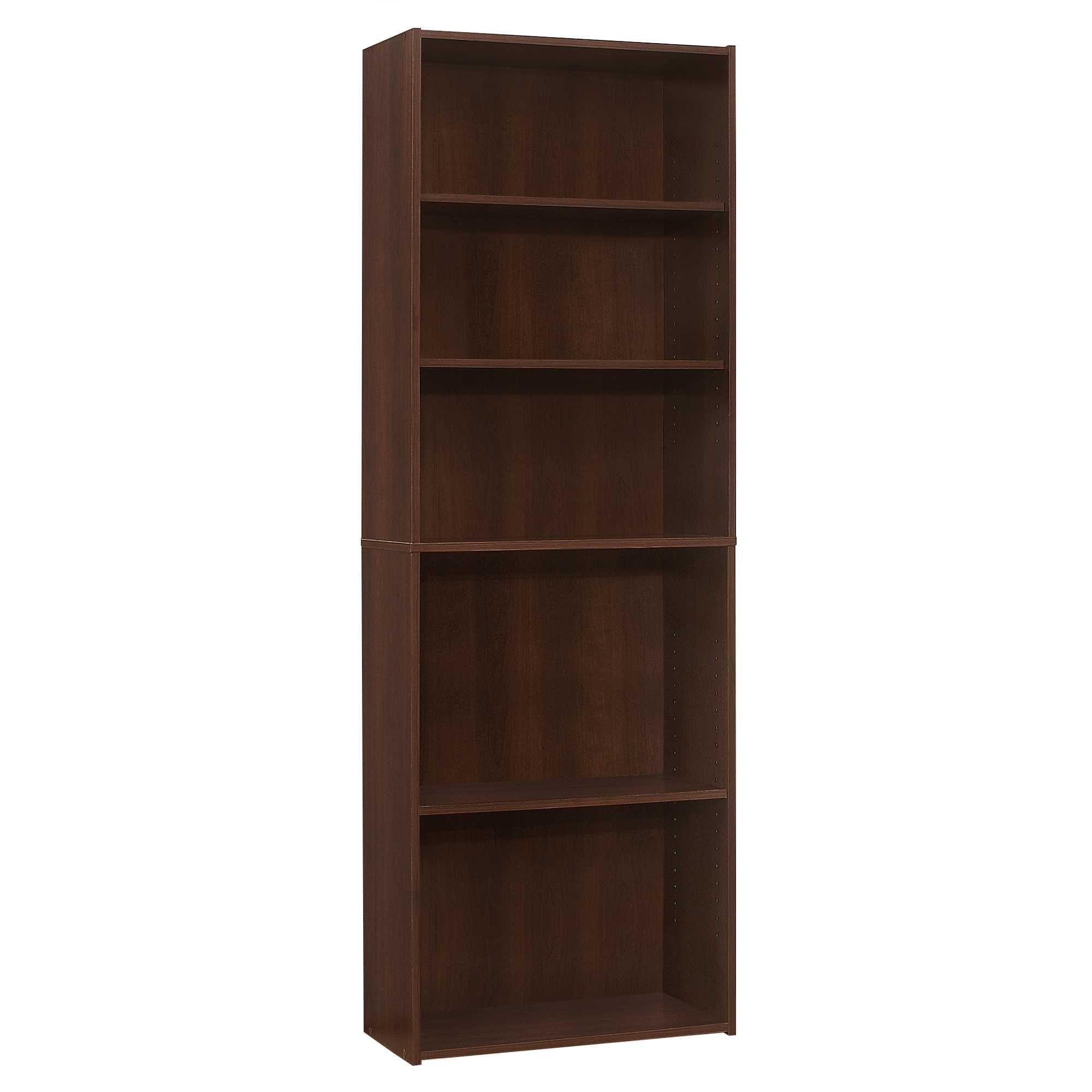 11.75" x 24.75" x 71.25" Cherry 5 Shelves  Bookcase