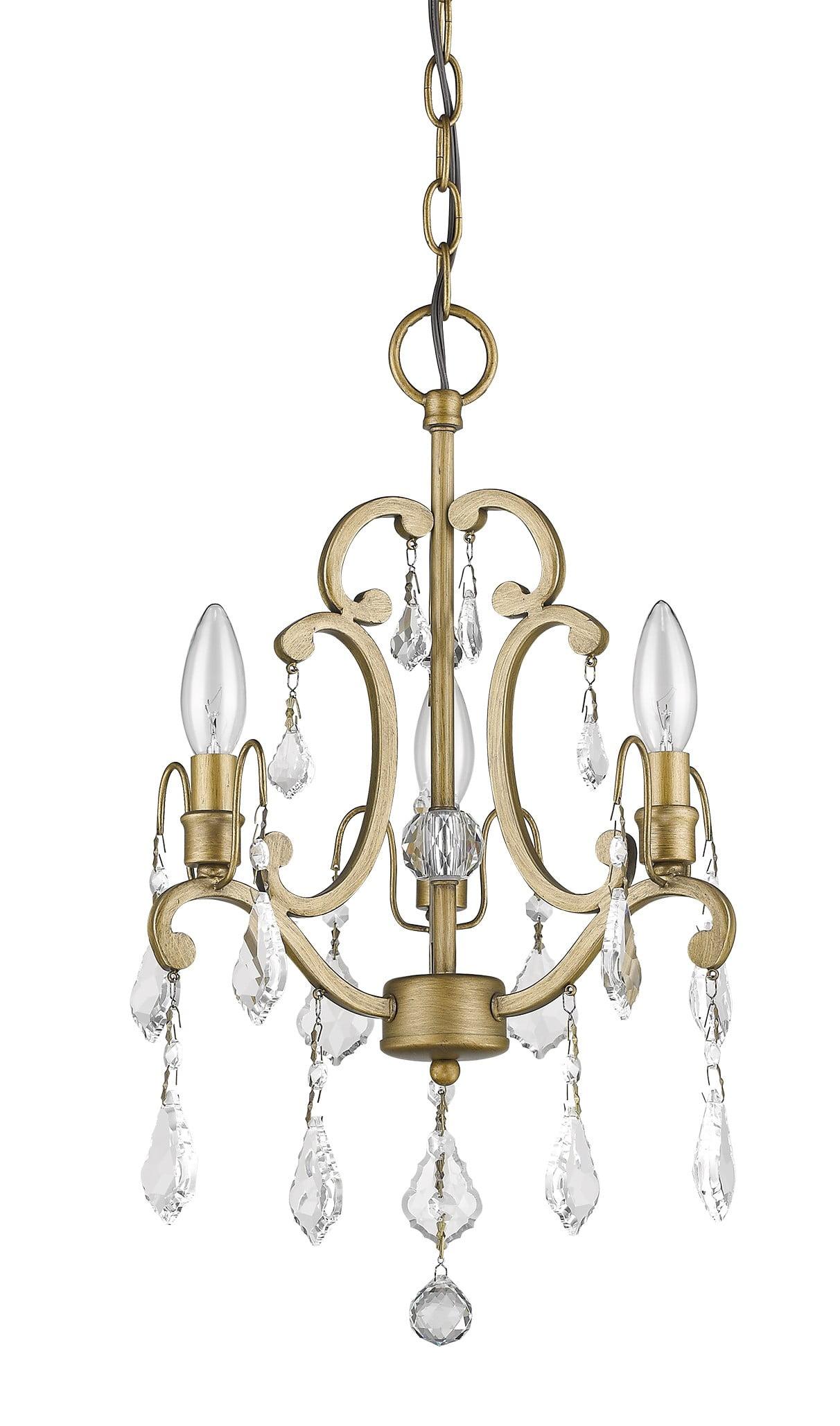 Regal Elegance 20'' Antique Gold Mini Chandelier with Crystal Accents