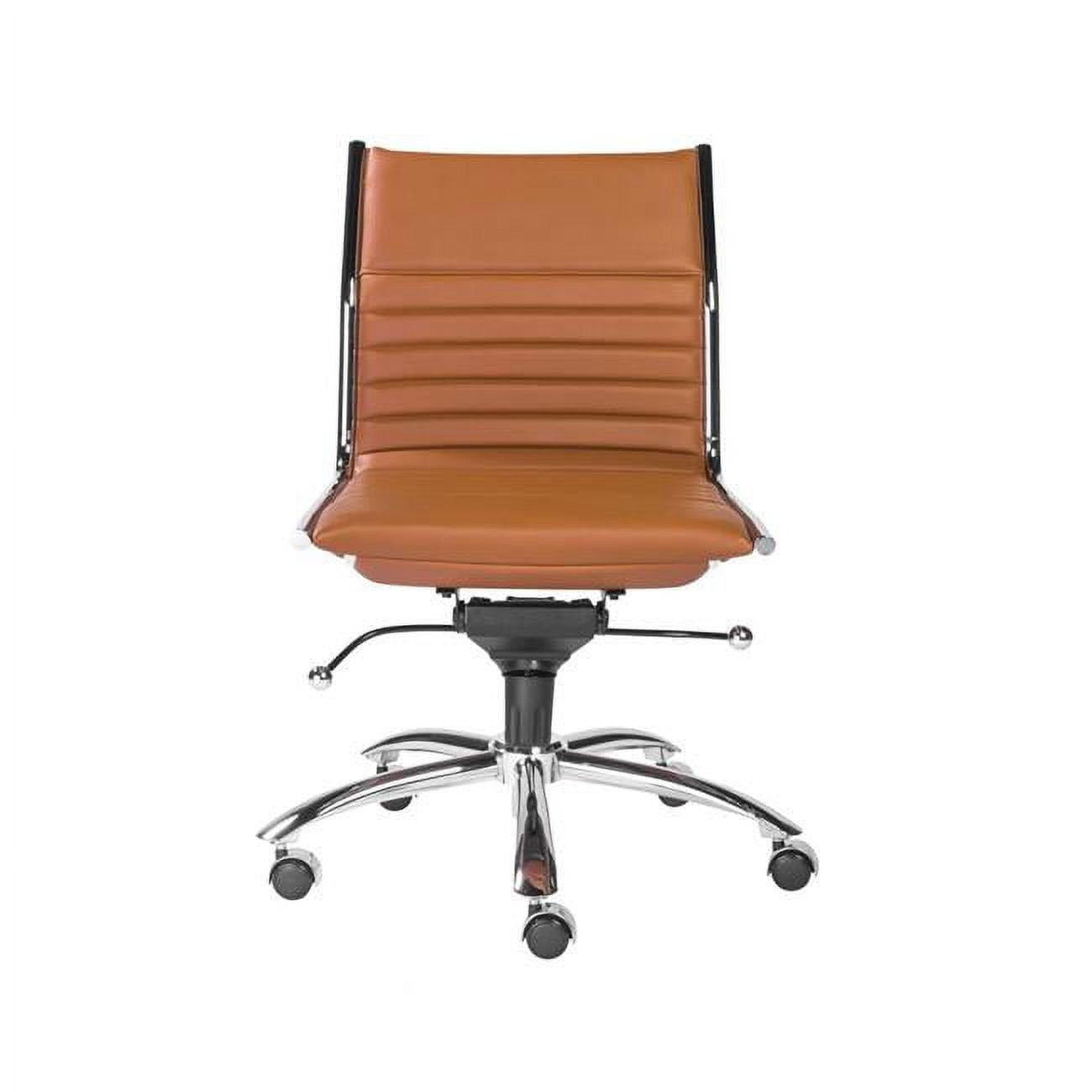 Amelia Swivel Orange Faux Leather Armless Office Chair