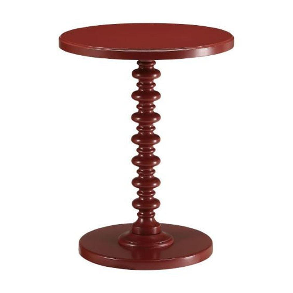 Teal Round Solid Wood Pedestal Side Table