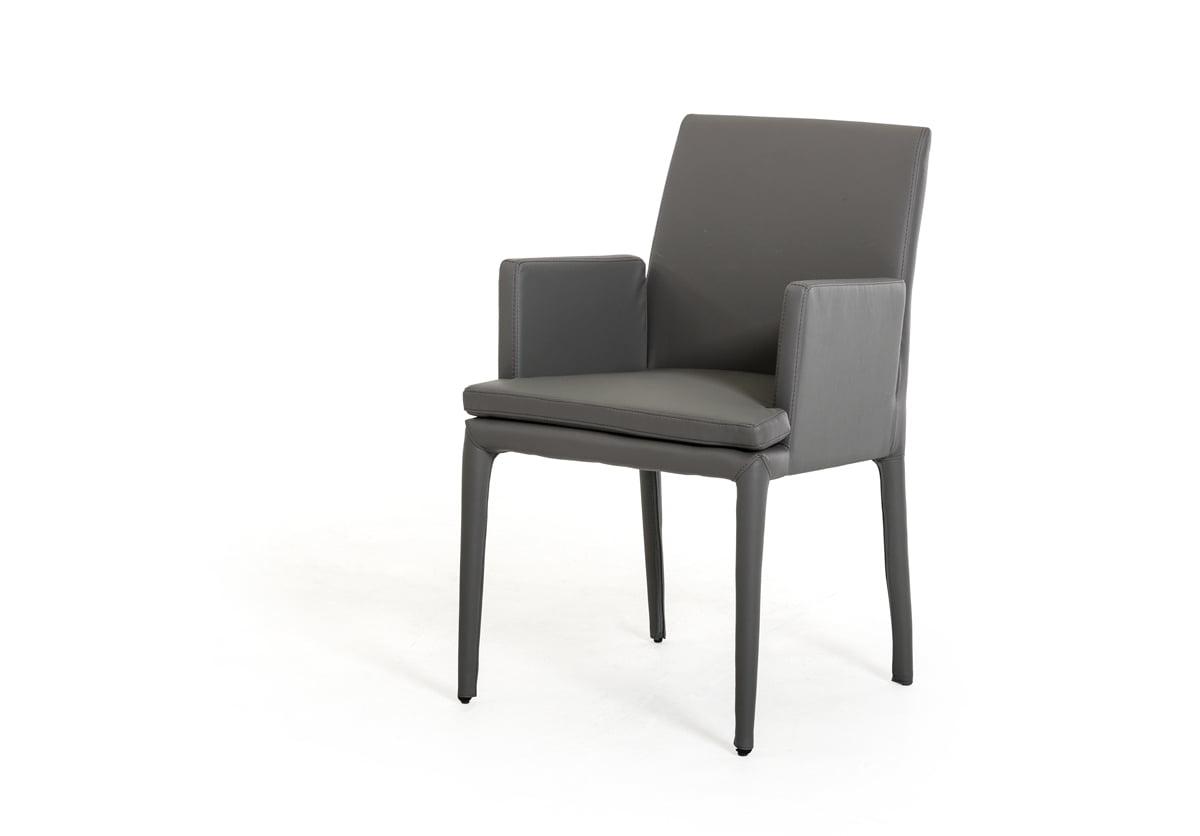 Uptown Grey Leatherette Upholstered Parsons Arm Chair