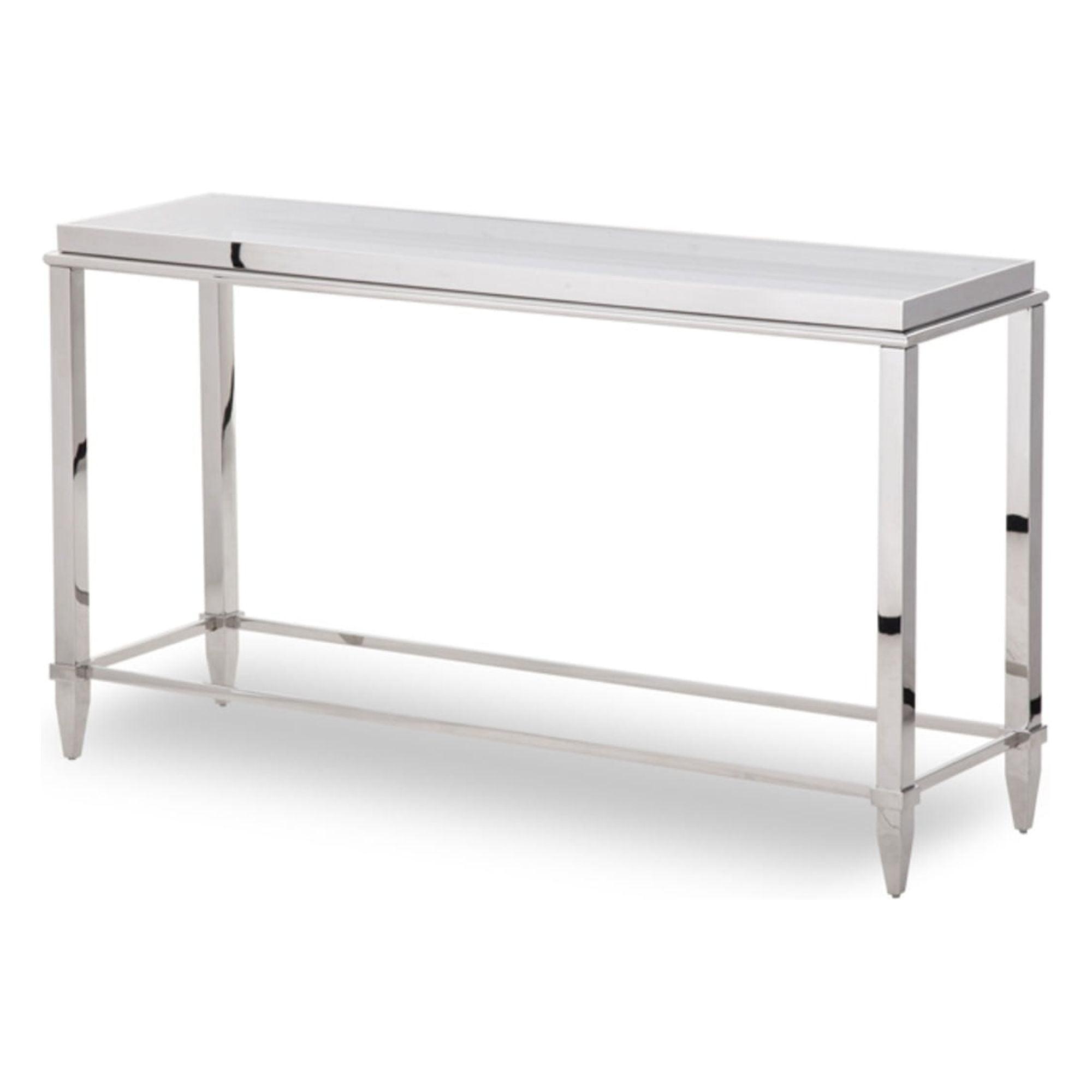 Elegant Stainless Steel & Glass Console Table, 55" Width