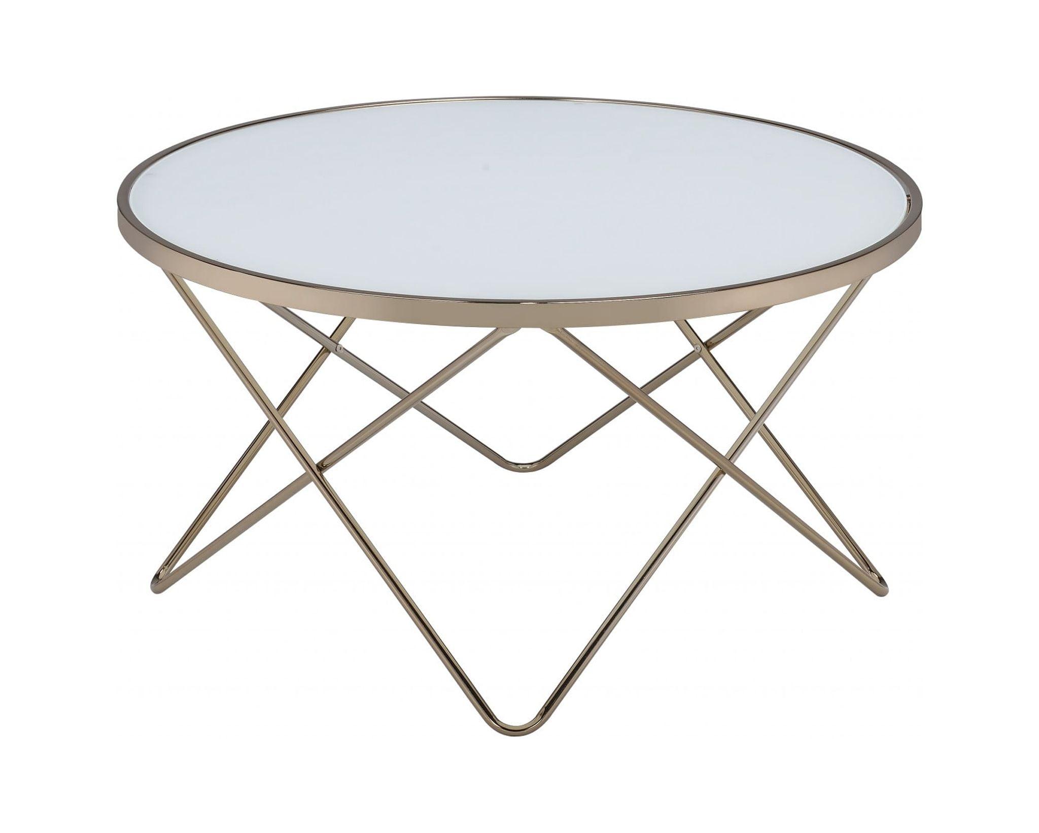 HomeRoots Decor 34-inch X 34-inch X 18-inch Frosted Glass Champagne Coffee Table