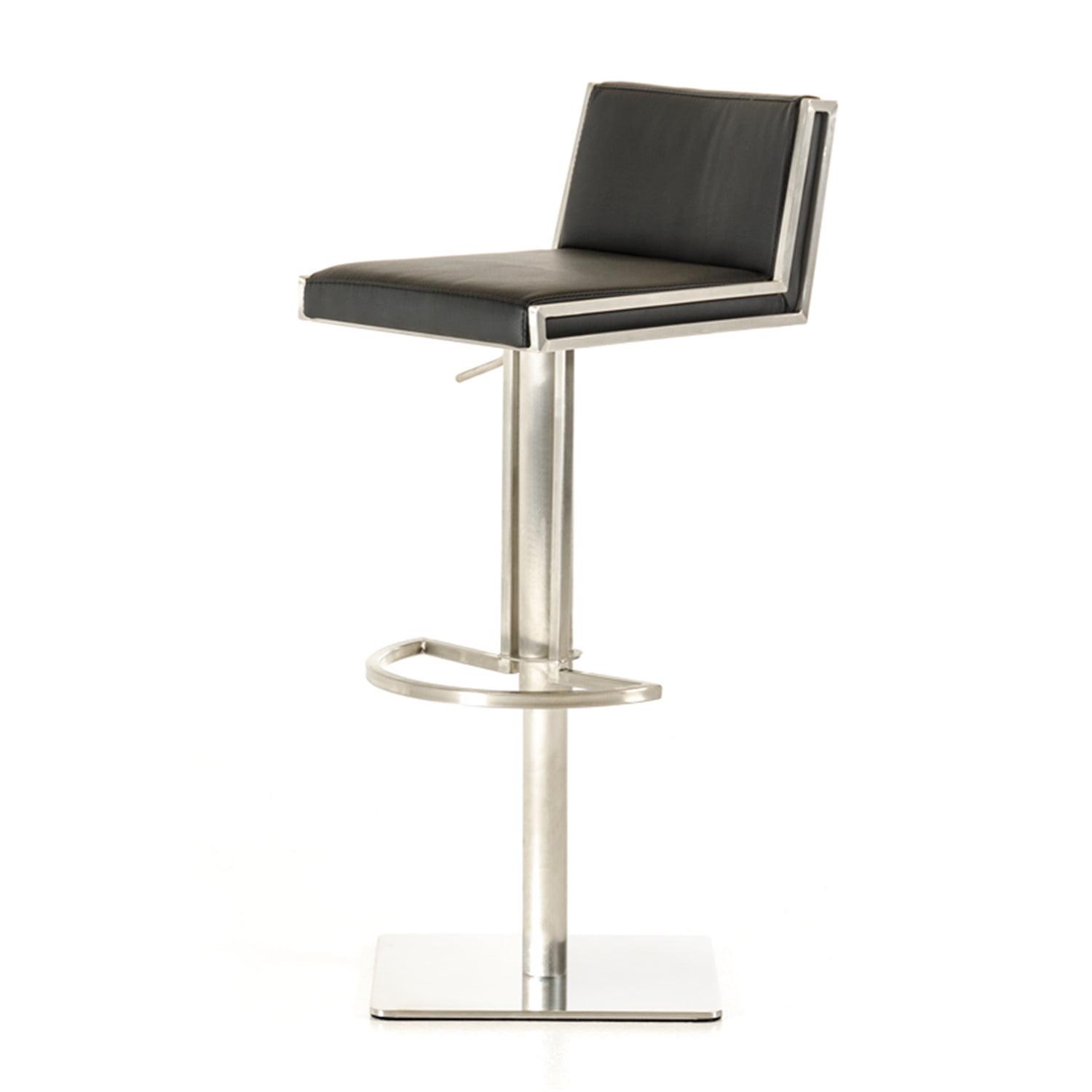 HomeRoots Decor 40-inch Black and Walnut Leatherette, Veneer, and Steel Bar Stool