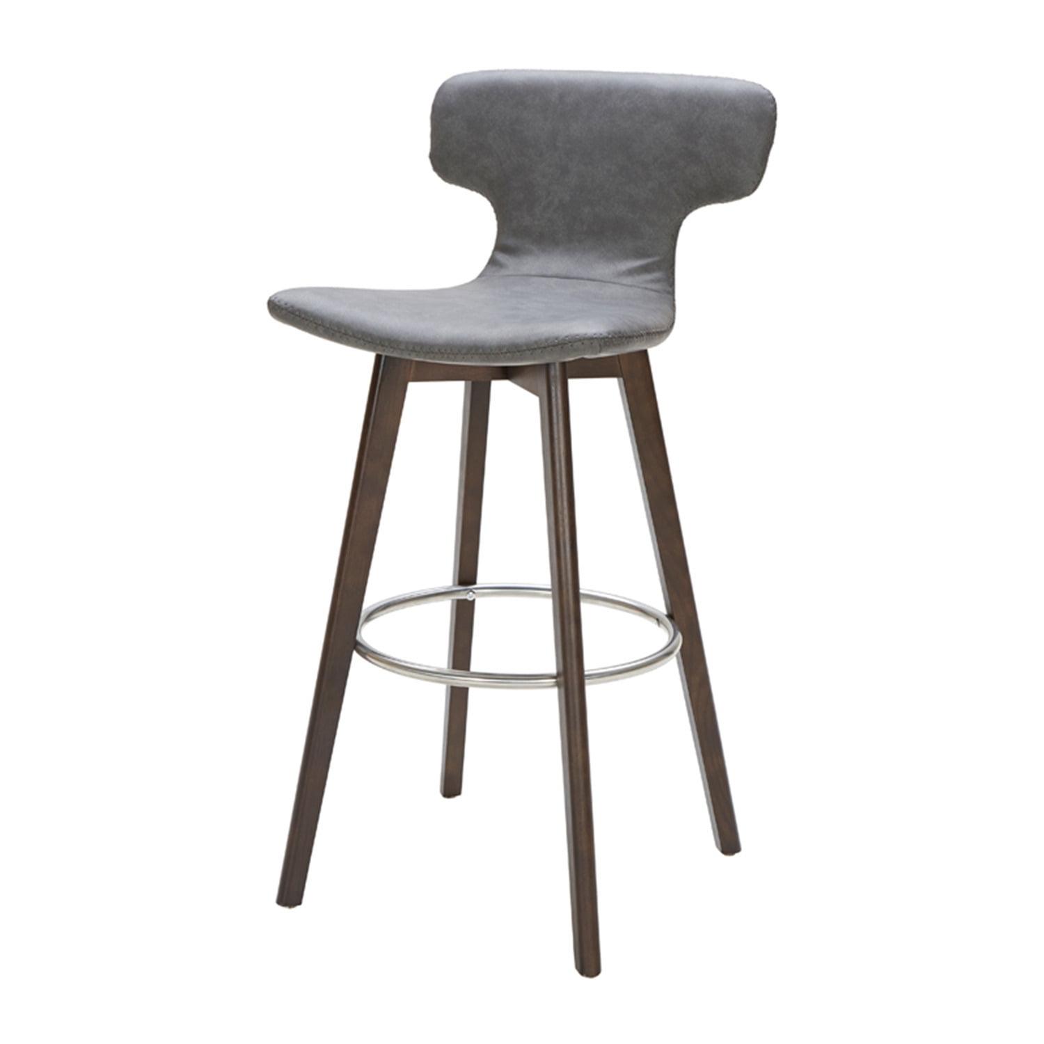 41" Dark Grey Eco-Leather and Steel Bar Stool