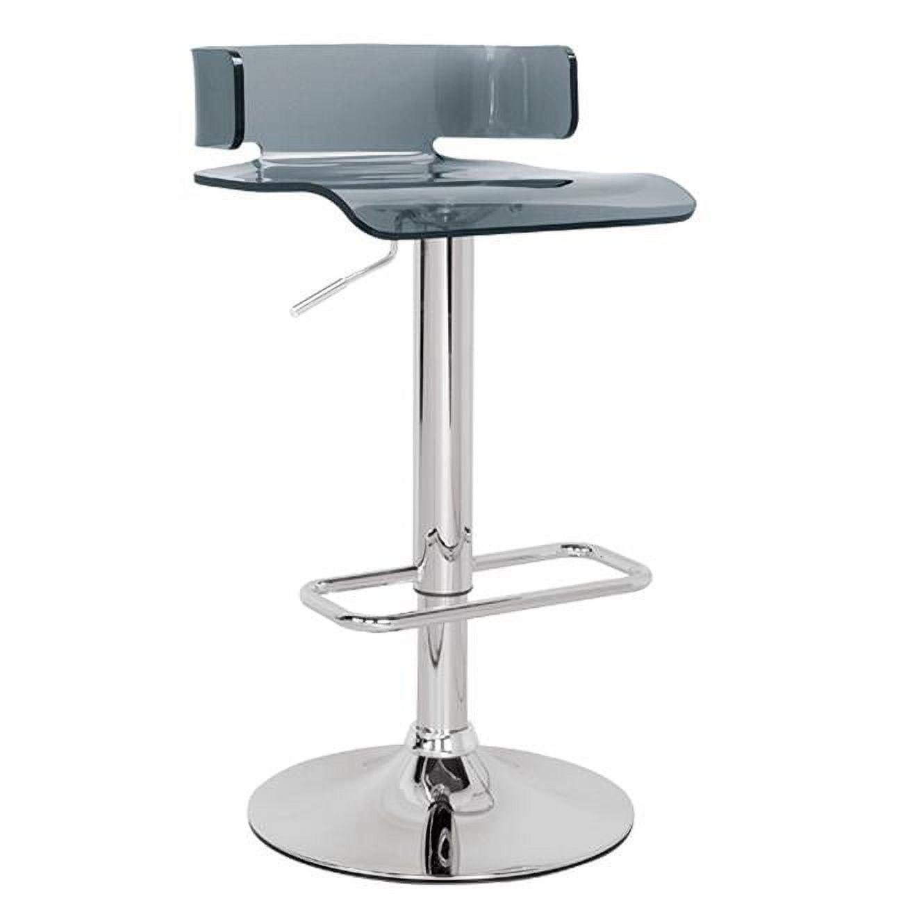 Chic Gray Acrylic & Chrome Adjustable Swivel Bar Stool