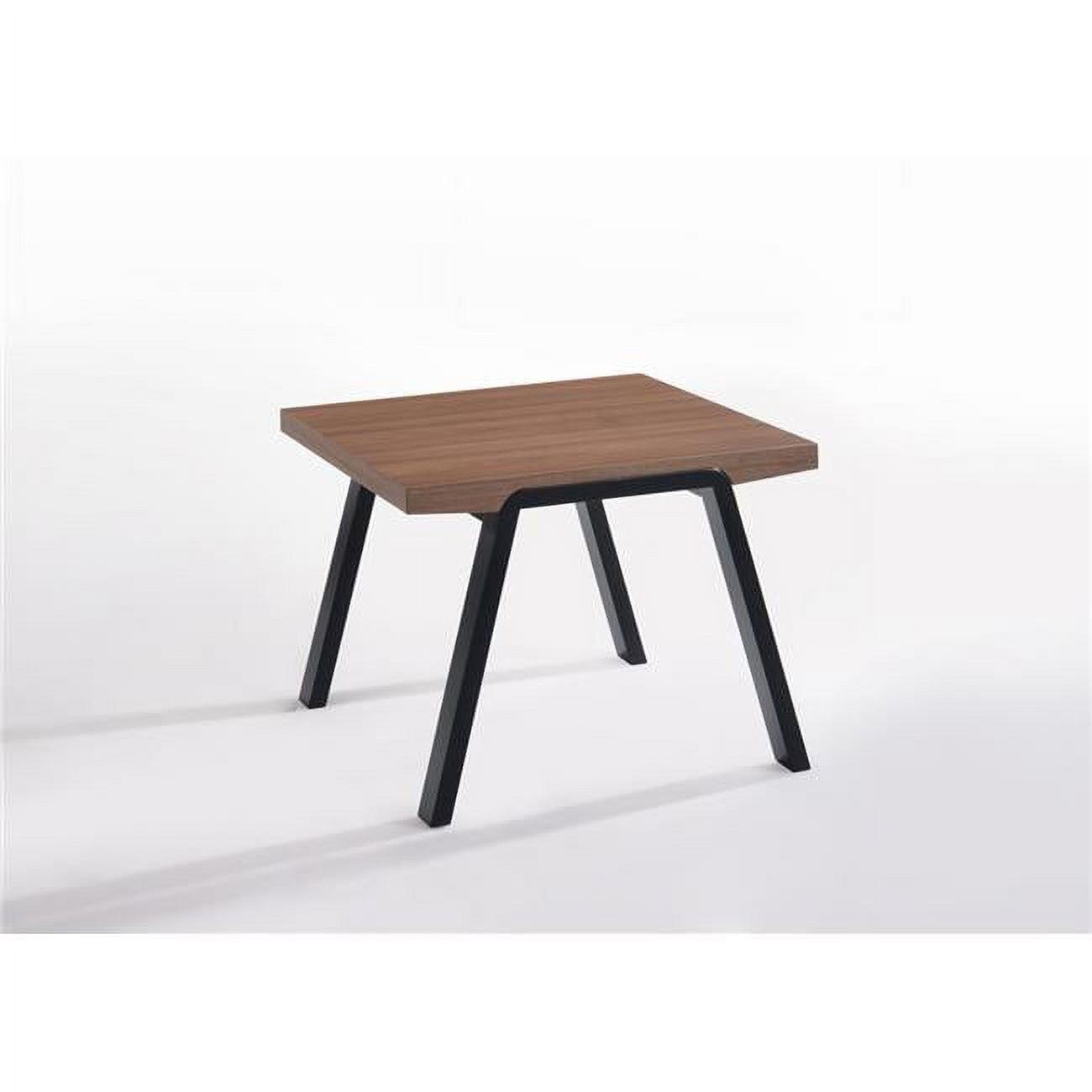 Modern Walnut Wood & Black Metal 24" Square End Table