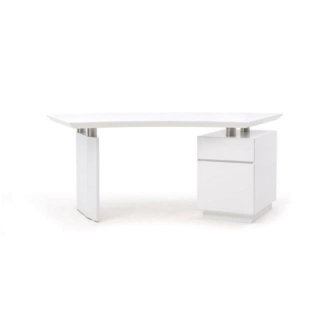 Elegant White Stainless Steel Executive Desk with Dual Drawers