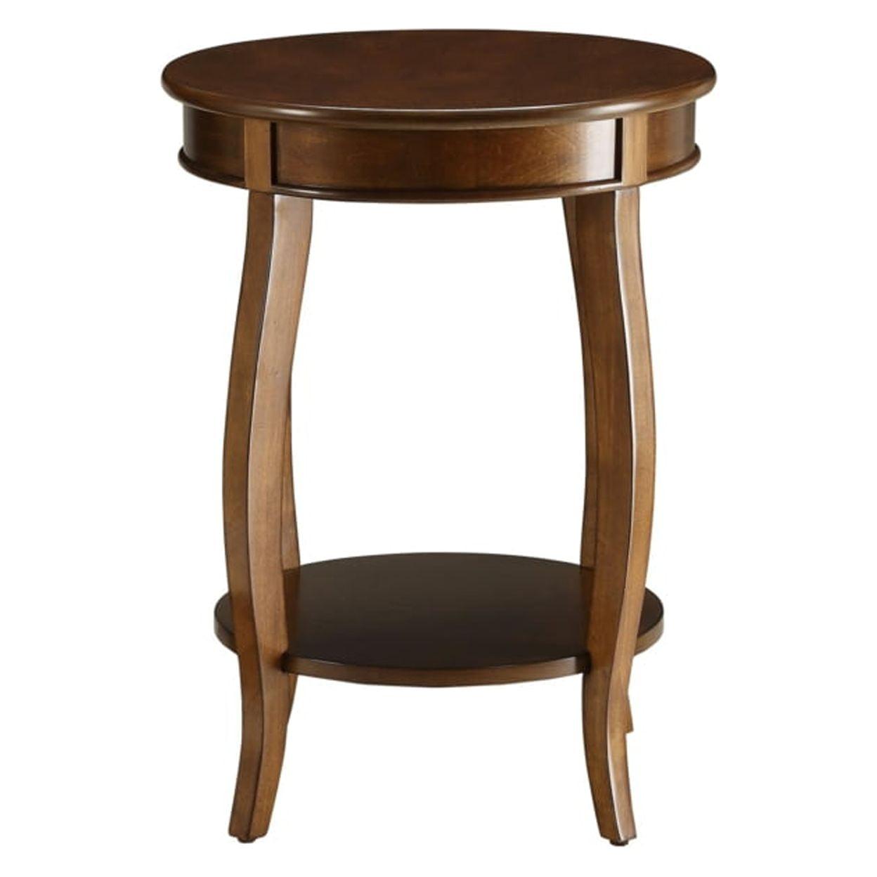 Elegant Walnut Solid Wood Round Side Table with Stylish Legs