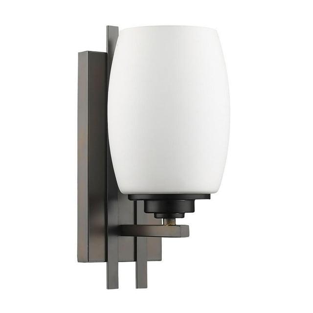 HomeRoots Geometric Bronze Wall Sconce with Frosted Glass Shade
