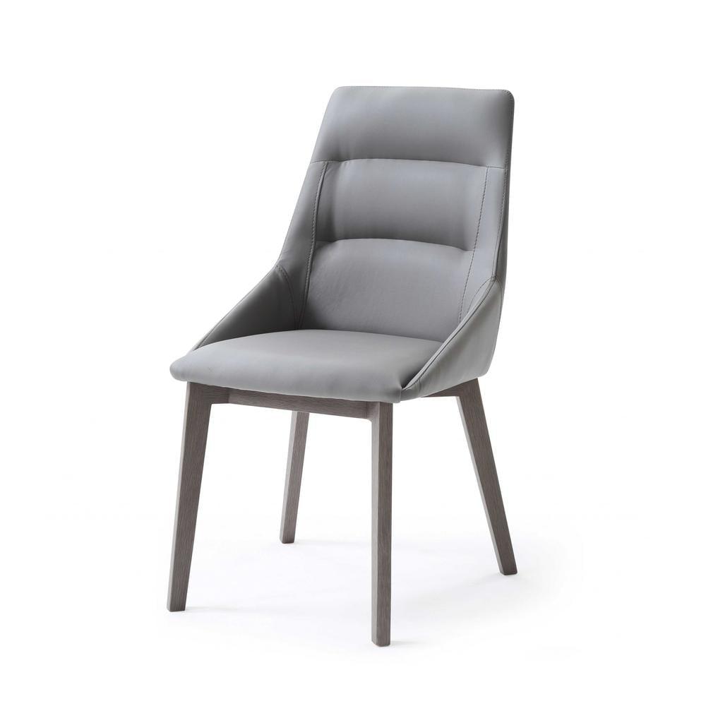 Contemporary Gray Faux Leather & Metal Dining Chair - 25"x20"x35"