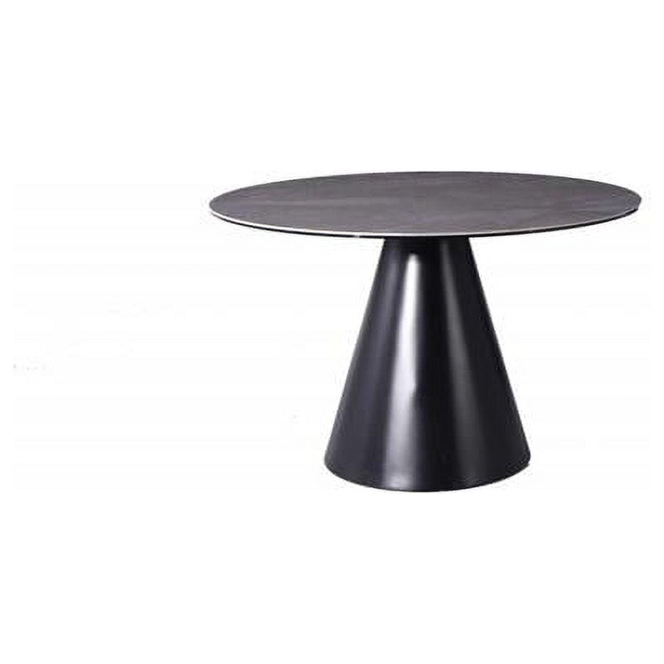 Round Gray Glass and Iron Dining Table