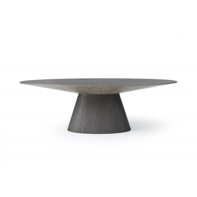 Contemporary Gray Oak Round Dining Table for Six