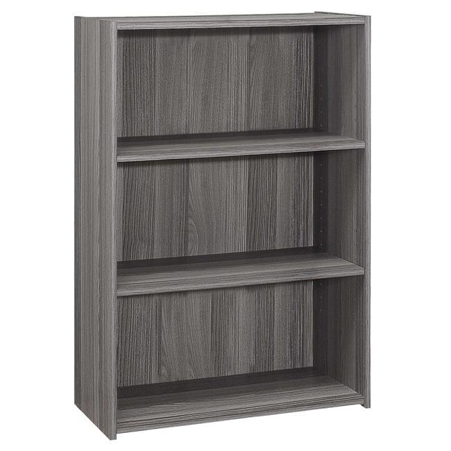 HomeRoots  Gray Reclaimed Wood-Look Bookcase with 3 Shelves, 11.75 x 24.75 x 35.5 in.