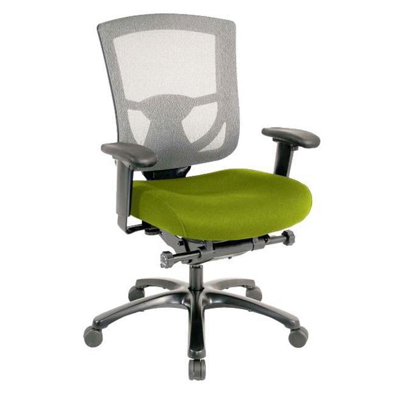 Adjustable Green Mesh & Fabric Office Chair with Padded Arms